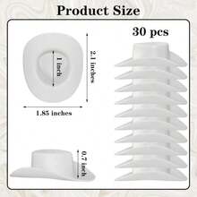 Yuronam 30 Pcs Plastic Mini Western Cowboy Cowgirl Hats Miniature Hats For Crafts, Party, Dollhouse Decoration - ColorH - 查看 2
