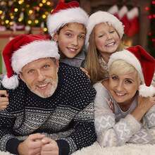 Christmas Decoration Bow Santa Gift Red Plush Santa Hat, Christmas Hat Decor,Valentine's Day Costume - Long-haired - View 4