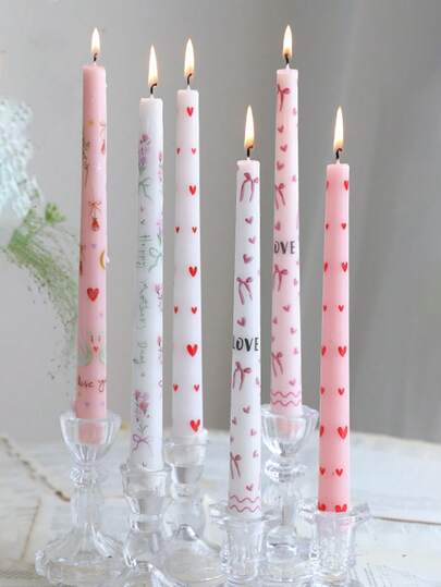 2pcs Boxed Printed Heart & Letter Candles (25cm/9.84in), New Candle Design, Printed Craftsmanship, Heart Print, Creative Letter "I Love You" Print, Valentine's Day Gift, Winter Gift, Christmas Gift, Gift, Souvenir, Wedding Decor, Atmosphere Party Decor, Home Decor, Desktop Ornament, Lovely Decoration, Wedding Partner Hand Gift, Home Decoration, Valentine's Day Gift, Birthday Present, Room Decor, Candle, Candles