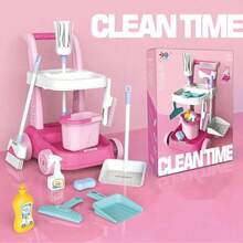 Electric Vacuum Cleaner Toy With Lights And Music, Realistic Household Appliance & Furniture, Baby Cleaning Tool, Simulation Sweeping, Mopping, Car Washing Play Set