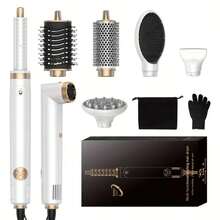 6-In-1 Multi-Functional Hot Air Brush & Hair Dryer | 200M Negative Ions, Self-Cleaning (Reverse Dust) | Adjustable Curling Head (Left/Right) | Long-Lasting Brushless Motor, Great Christmas, New Year & Thanksgiving Gift - EU F Type Plug(220-240V) - View 2