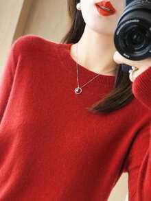 Jersey Informal Cuello Redondo para Dama, Cómodo y Ligero - Rojo - Ver 5