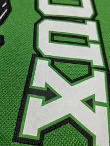 男士刺绣冰球球衣 #11 绿色休闲 V 领长袖 T 恤，派对及运动服饰 - 綠色 - 查看 5