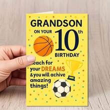 بطاقة تهنئة عيد ميلاد بموضوع رياضي مع مغلف (11 سم * 16 سم) - تصميم "اسع لتحقيق أحلامك"، مشهد كرة السلة وكرة القدم، مثالية للهواة الرياضيين والأحباء، مناسبة لاحتفالات وإنجازات أعياد الميلاد، بطاقة عيد ميلاد رياضية | بطاقة تحفيزية | بطاقة تهنئة ورقية