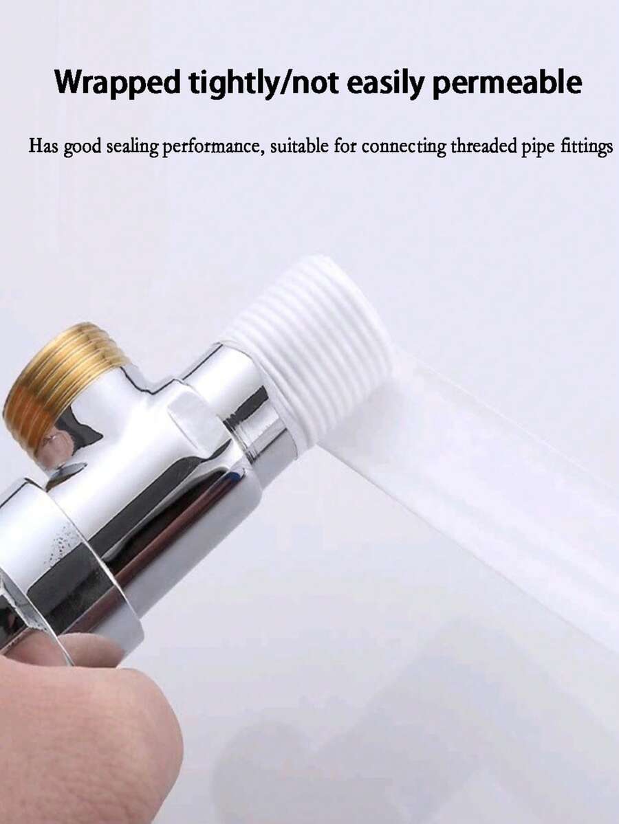 1卷乙烯基聚四氟乙烯（PTFE）水管胶带 - 可靠的无油密封解决方案，适用于管件螺纹密封，白色管道螺纹密封原材料，是家庭管道和DIY项目的必备品