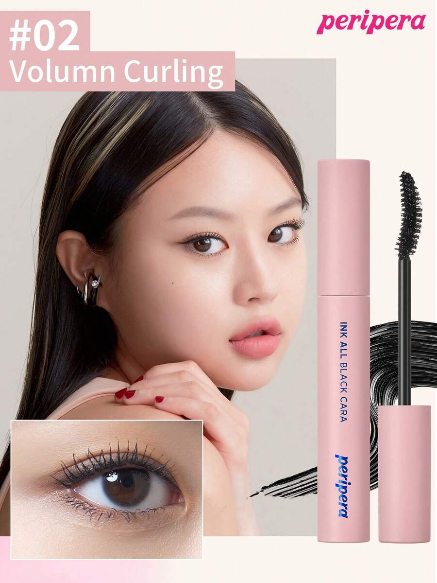 Peripera K-Beauty INK ALL BLACK CARA 睫毛膏，丰盈卷翘，浓密卷翘，黑色，防水防汗，持久防晕染，日常妆容，韩式妆容 - #02 Volumn Curling - 查看 1
