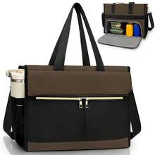 Bolsa de almuerzo para mujeres con compartimento para portátil de 15.6", bolsa térmica, bolsa de trabajo impermeable con bolsillos laterales de 40 oz, lonchera para la escuela