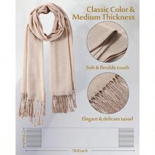 1Pcs Womens Scarf Pashmina Shawls And Wraps For Evening Dresses Warm Pashmina Scarf Shawl Wraps For Women Casual - 1 màu Caramel - Xem 3