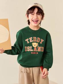 mini bala Kids Sweatshirt, Soft Long Sleeve Layer, Fall Collaboration - Dark Green - View 1