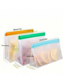 Reusable Silicone Food Storage Bags, Leak-Proof Reusable Freezer Bags, Travel/Home Food Preservation Bags - 1 Reusable Gallon Bag/1 Reusable Sandwich Bag/1 Reusable Snack Bag () - Multicolor - View 4