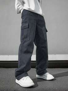 1pc Boys/Teens Vintage Minimalist Cargo Pants, Suitable For Workout, Outdoor, Spring/Autumn