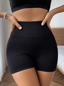 Women's Mid-Waist Seamless Tummy Control Shapewear, Breathable Athletic Casual Comfortable Boxer Briefs - Black - View 4