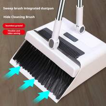 3-In-1 Broom And Dustpan Set With Floor Brush, Multi-Functional Sweeping Cleaning Tool For Home Kitchen Bathroom, Efficient Dirt Debris Removal, Space-Saving Design Easy To Store, Ideal For Hardwood Tile Floors, Durable Ergonomic Construction, Essential Household Cleaning Supplies For Daily & Deep Cleaning Tasks