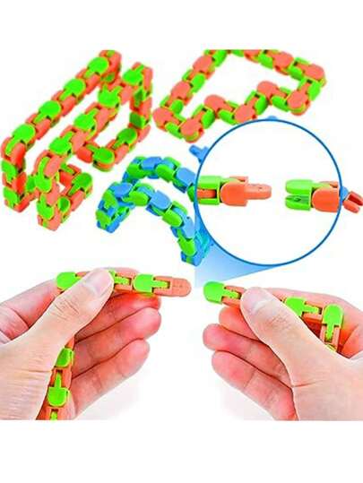 5pcs/2pcs Reward Creative Track Chain (24 Pieces Per Pack), Classroom Gifts/School Prizes/Christmas Stocking Stuffers, Adult Travel Outdoor Game Props, Time Killer, Back To School, Random Color