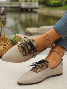 New Soft Bottom Flat Heel Loafers, Comfortable Versatile Slip-On Leopard Print Casual Grandma Shoes - Brown - View 6