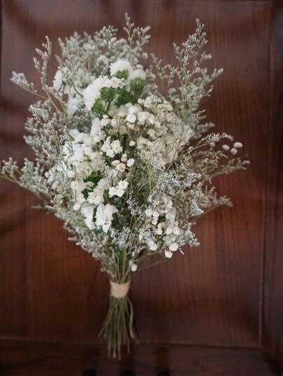 1 Bouquet Natural Dried Baby's Breath Flowers, Eucalyptus Bridal Bouquet, Wedding Flowers