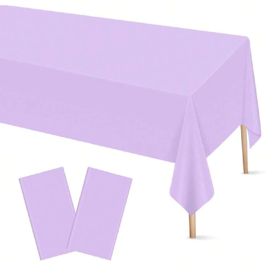 2 Pcs Purple Plastic Tablecloth For Rectangle Table, 54 * 108 Inches Purple Party Table Covers For Birthday, Anniversary, Wedding, Fine Dining, Graduation Party Dration…,27872945 - 紫色 - 查看 1