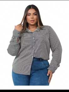 Striped Fabric Buttons Front Casual Daily Spring/Summer/Winter - Black - View 3