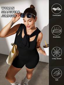 Plus Size Curve Woman Activewear Yoga Clothes Seamless Gym Sports High Support Moisture Wicking Workouts Breathable Outdoor Plus Size Curve - Black - View 6