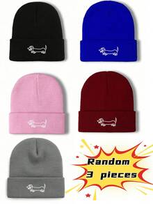 5 قطع/4 قطع/3 قطع/2 قطع/1 قطعة قبعة صوفية دافئة مطرزة بتصميم كلب السلق الكرتوني للرجال في فصلي الخريف والشتاء، قبعة محبوكة دافئة للرياضات الخارجية والدراجات والاستخدام اليومي، قبعة محبوكة دافئة مناسبة للجنسين - متعدد الألوان - مشاهدة 14