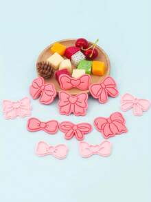1pc 3D Bow Series Cookie Cutter DIY Clay Cartoon Cookie Molds Baking Tools, Kitchen Supplies - Pink - View 4