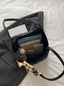 1 st lyxig enfärgad mångsidig axelväska för kvinnor - Svart - Visa 9