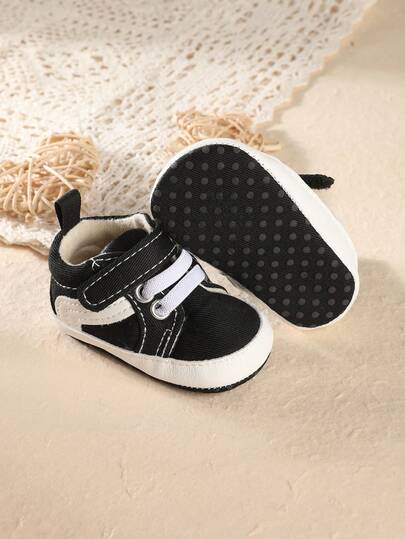0-3-5 Months Infant Boys Newborn Patchwork Flat Design Casual Cute Versatile Infant Toddler Pre-Walker Shoes, Suitable For Indoor, Spring & Autumn