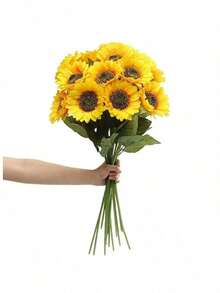 10/7/5pcs Sunflower Artificial Flower, Bridal Bouquets,For Wedding Decoration,Home ,Bedroom Layout, Valentine Day, Gift Gifts Birthday Graduation,Fall Decor,Autumn,Home Decor, Photography,Table Decorations - Multicolor - View 4
