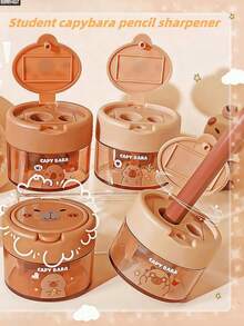 1/3/7 趣味创意水豚铅笔刀，奢华、时尚、酷炫文具，颜色随机，新颖的铅笔刀设计，适合生日装饰，独特的设计，有趣的学校用品和教师奖励礼物，适合毕业季、古尔邦节、独立日和返校季的酷炫柔软文具（不含盒子）