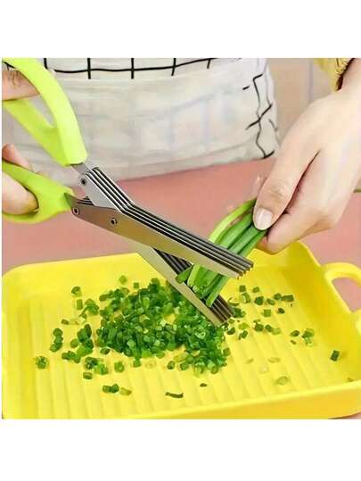 3pcs Classic 5-Blade Stainless Steel Kitchen Shears - Ultra Sharp Multi-Function Slicer For Onions, Herbs, Spices And Vegetables, Heavy Duty Food Cutting Tool With Protective Cover And Built-In Cleaner, Ergonomic Handle, Durable For Grilling, Indoor Cooking And Daily Kitchen Prep