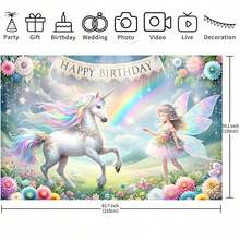 1. Princess Unicorn Theme Birthday Party Decorations Banner, Unicorn Photo Backdrop, Home Decor, Party Decorations, Birthday Banner Decor, Photo Props, Birthday Cake Table Decor - Multicolor - View 3