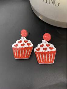 一对亚克力心形气球、冰淇淋心形骰子吊坠耳环，适合派对、日常、节日、约会佩戴，也是送给女朋友的礼物。 - 彩色 - 查看 4