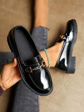 Damloafers, platta skor, tjocka slip-on-skor som passar för affärer, hem, kontor, fest och vardagskläder