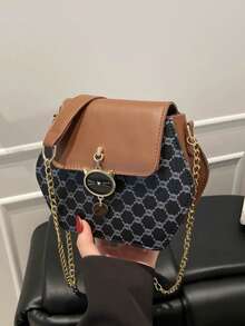 Fashionable Versatile Contrast Color Vintage Commuter Handbag For Women - Black - View 12