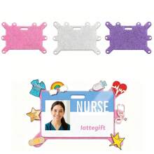 1个闪光紫色和银色徽章夹板，亚克力徽章横向顶部适配器夹子，适用于护士证、学生证、员工证展示配件 - 彩色 - 查看 2