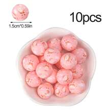 10 pièces Perles de silicone imprimées de Noël mignonnes de 15 mm - Fournitures d'artisanat et perles décoratives de mode pour la création de bijoux DIY, colliers, bracelets, porte-clés, lanyards de badge d'identité et stylos à perles. Cadeau de Noël unisexe pour les artisans, les étudiants, les employés de bureau et les acheteurs de cadeaux - perles en silicone imprimées de Noël - Voir 9