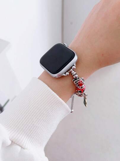 1PC able Metal made Bead DIY Themed AppleWatch s, Compatible 38/40/41/42/44/45/46/49mm, The Series Ultra/SE/11/10/9/8/7/6/5/4/3/2/1, Adjustable In Length Easy To Operate, Various Elements Such As Trees, Santa Claus, Etc., High End Full Of Sense, Is Horloge Strap Atmosphere (Watch Only, Hoesje Not Included) view 2