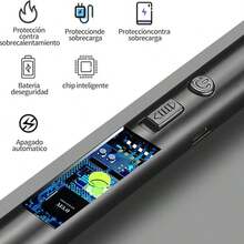 Encendedor Electrónico USB Recargable - Encendedor Arco Electrico Mechero de Flexible Portátil Lighter Antiviento Eléctricos para Encender Velas Gas Barbacoa Cocina Fuegos Artificiales - Negro - Ver 6