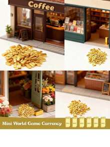 6件套创意收藏人偶，高品质金条复制品，实心锌合金材质，镀金表面，财富象征，中等尺寸，家居装饰礼品，生日扑克牌游戏道具，情人节派对游戏代币，桌面游戏筹码