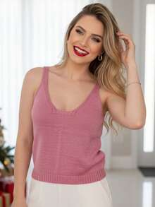 Women Knit Tops - 淺粉色 - 查看 1