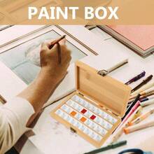 Watercolor Paint Palette 36 Empty Half Pans 4x6 Inch Wooden Travel Box Case Acrylic Gouache Painting Amateur Hobbyists Painting Artists Lovers Back To School Supplies - 如圖所示 - 查看 9