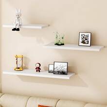 1pc Wall Mounted Floating Shelf, Wooden Board Bookshelf, Wall Decor Rack, Rustic Style Wood Plastic Composite Shelving Unit For Bathroom, Kitchen, Office - Multicolor - View 3