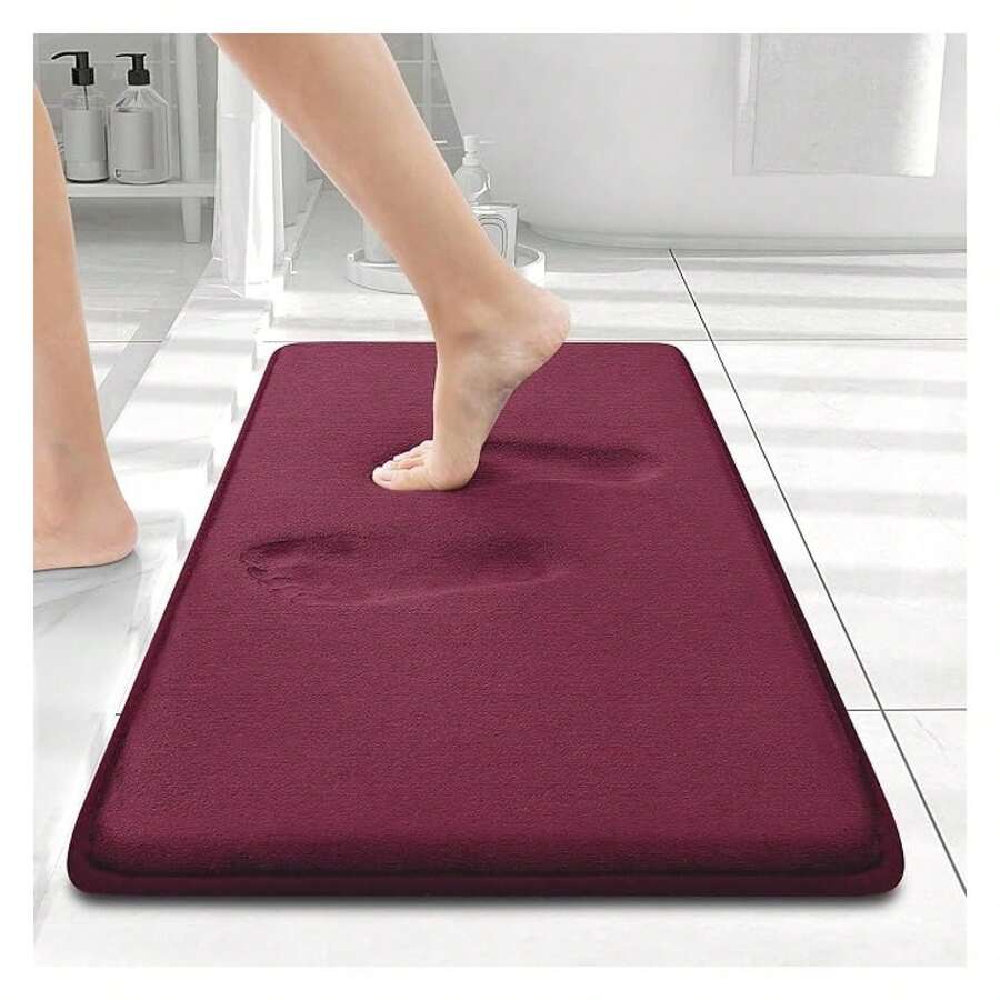 Memory Foam Bath Mat 24x16, Extra Soft And Absorbent Bathroom Mats, Non Slip Washable Carpet For Floor, Shower And Tub, Burgundy - Multicolor 72 - View 1