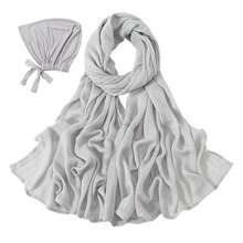 Modal Cotton Hijab Scarf For Women With Undercap Set,LightGray - LightGray - View 3