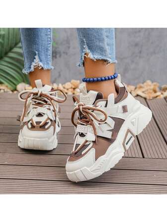2025 Autumn/Winter New European Station Thick Sole Increased Height Sports Shoes, Lightweight Casual Tennis Shoes For Women