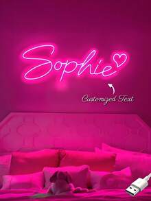 Customized Neon Sign, Customizable Neon Sign For Wall Decor, Personalized Neon Sign For Wedding, Birthday Party, Bedroom, Bar, Salon, Business, Logo, LED Sign, Christmas Gift, Romantic Home Decor - Orange - View 2
