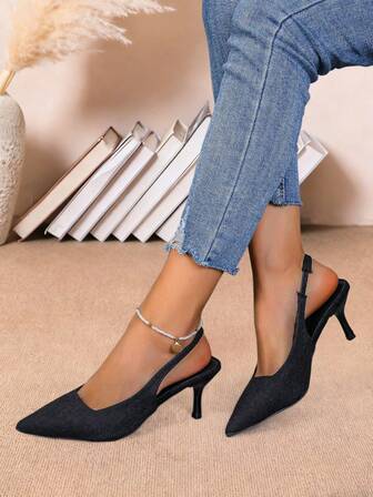 女士细高跟露趾凉鞋、法式尖头高跟镂空浅口鞋、夏季细高跟便鞋