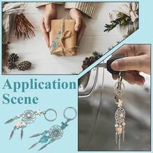 一套16件，2色编织网/羽毛钥匙扣，配海龟造型分体钥匙圈，混色，5.0英寸，每种颜色8件，非常适合钥匙、包包和配饰，钥匙扣挂件，钥匙扣制作材料，天然石材，钥匙扣制作 - 16pcs new - 查看 2