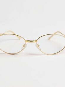 Women's Metal Cat Eye Eyeglass Frame - Vàng - Xem 4
