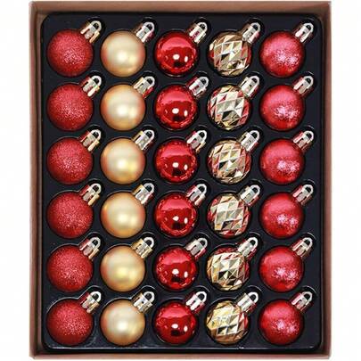 30ct Christmas Ornaments Tree Drations Set-1.18 Inch Red Gold Shatterproof Drative Hanging Ball Ornament Bulk, Mini Xmas Tree Tabletop Drations For Fall Halloween Holiday Party Dr,27754773